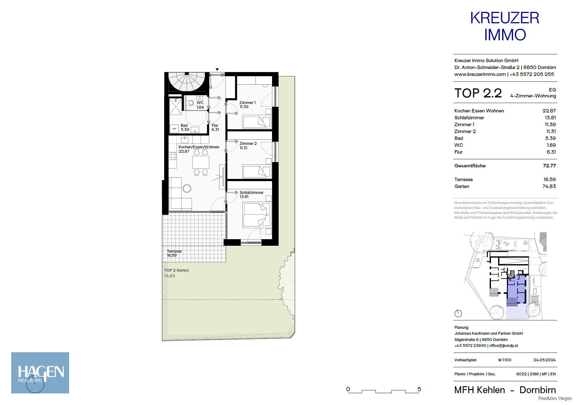 Grundriss EG Top 02 - 4-Zimmer