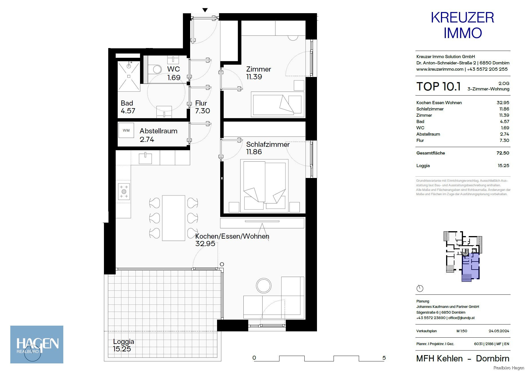 Grundriss OG 2 Top 10 3-Zimmer